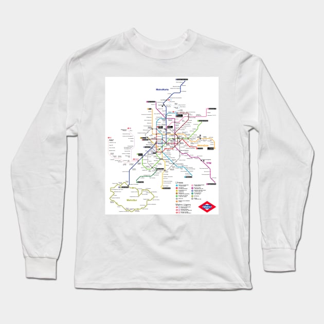 Madrid subway map Long Sleeve T-Shirt by Superfunky